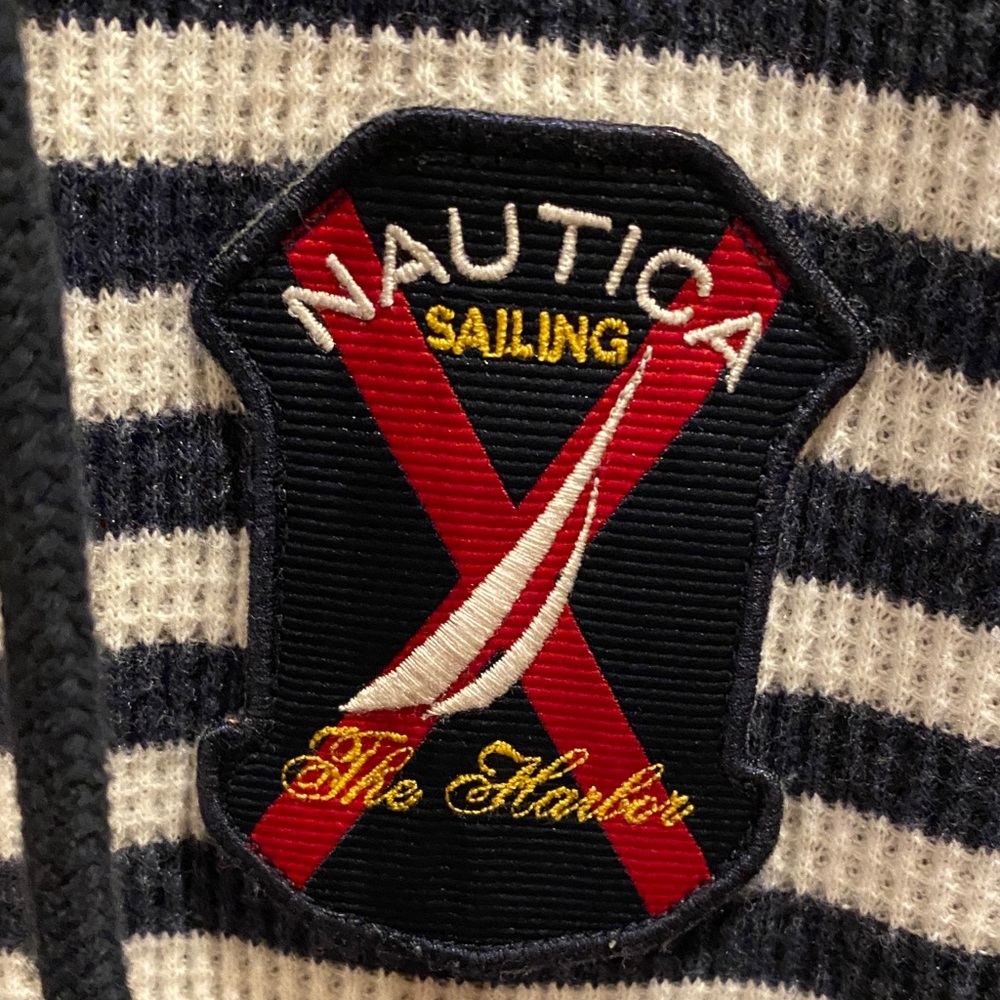 Nautica Navy and White Striped Hoodie with Red Accents
712 - Picture 4 of 8
